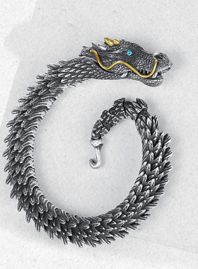 男士个性复古龙头手链