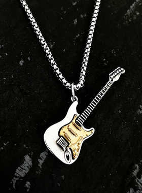 华优乐电吉他摇滚朋克风项链女复古小众设计嘻哈男士吊坠