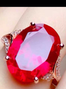 新品925银缅甸无烧金红宝石戒指