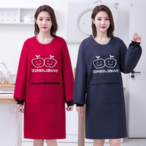 Waterproof hood clothes kitchen Home Three layers of composite cloth anti-fouling anti-fouling zipper Large pockets without Le hands external dress Skirt Woman