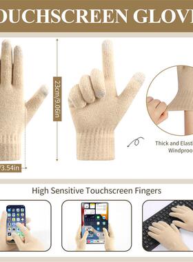 Winter double-layer knitted hat scarf and gloves set for wom