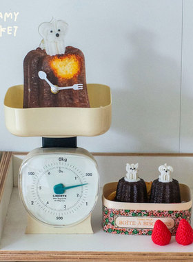CreamyMarket一朵奶油可露丽奶油小狗台钟挂钟入户桌面摆件饰品