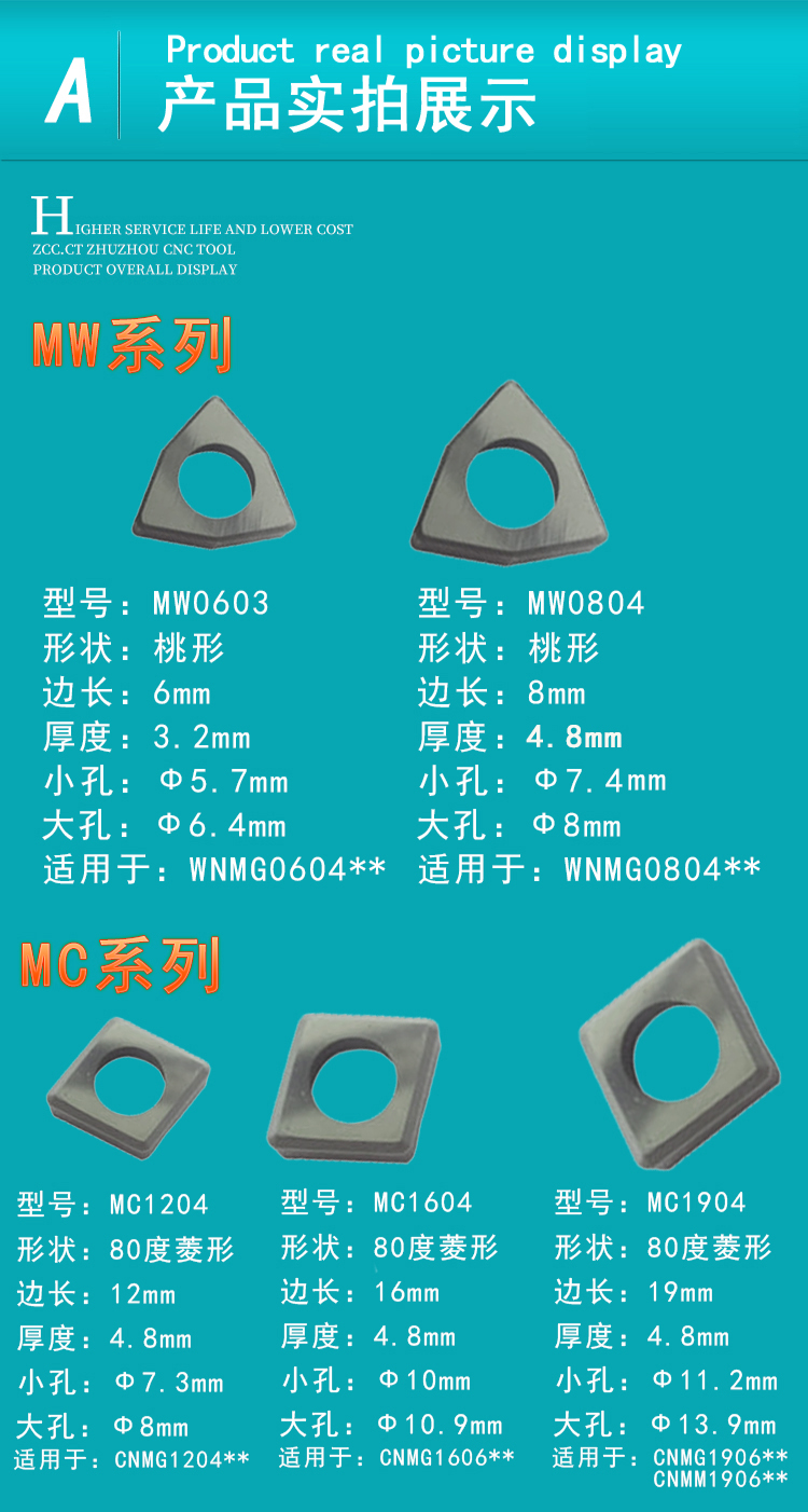 数控车刀刀垫桃形菱型三角形外圆螺纹刀杆垫片MC1204MT1603MW0804-图1