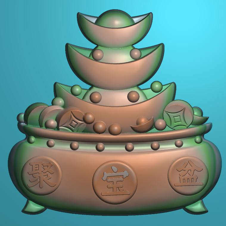 1913A发财聚宝盆摇钱树招财进宝精雕图jdp格式文件bmp灰度浮雕图,淘宝优惠券,粉丝福利购,淘宝优惠卷