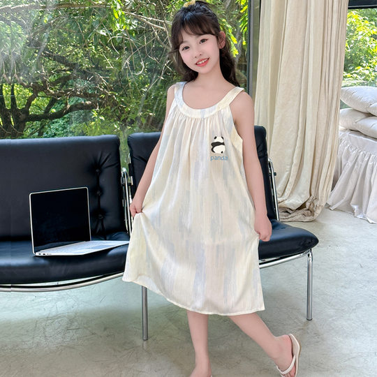 新款 女童吊带 A类冰丝儿童睡衣甜美亲子家居服睡裙2025年夏季