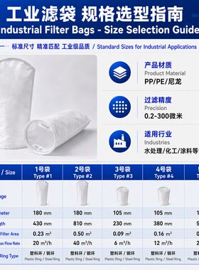 无纺布工业级液体滤袋 微米级过滤 化工水处理切削液过滤器滤袋