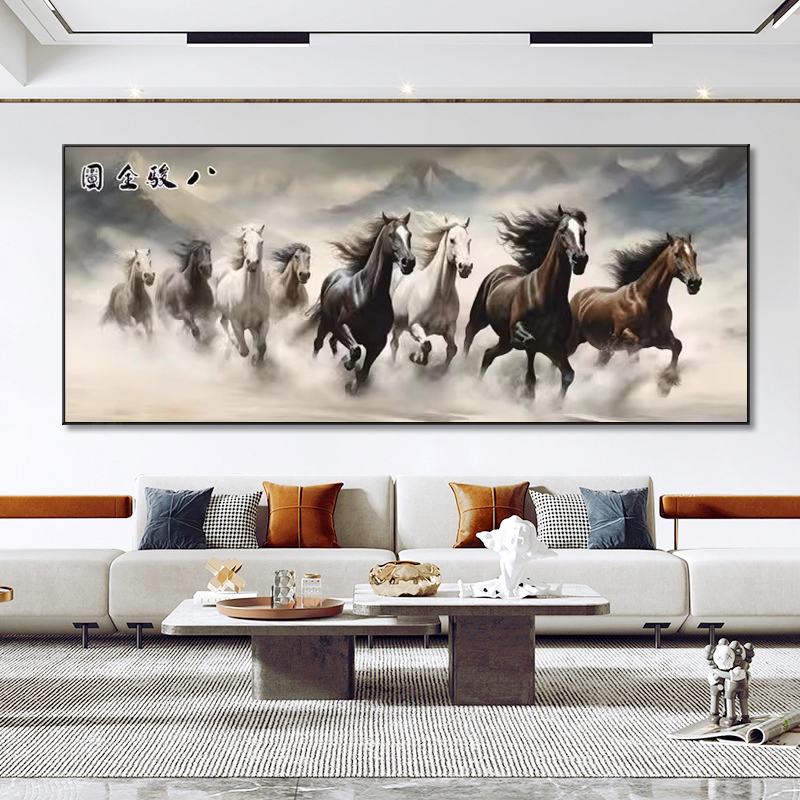 5d钻石画满钻2025新款马到成功客厅简约现代八骏全图点贴钻十字绣 - 图0