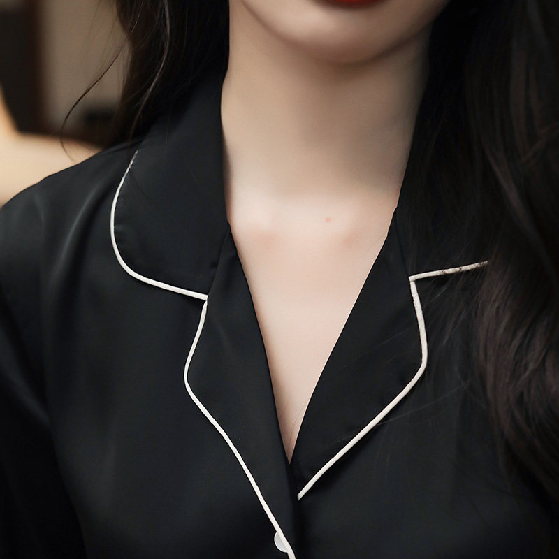 港风高级感冰丝2023款春秋款睡衣 罗米顿睡衣/家居服套装