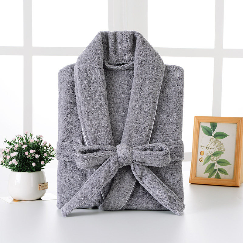 纯棉男女中长款全棉毛巾料浴袍 罗米顿睡袍/浴袍