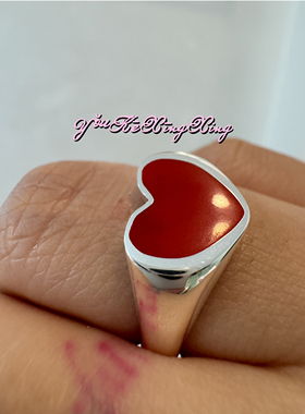 有颗星星女S925轻奢复古红心戒指