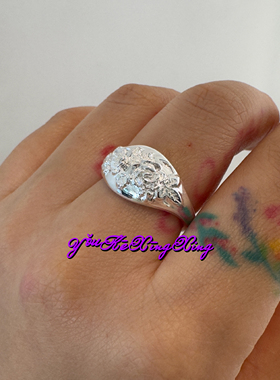 有颗星星女S925银华丽牡丹戒指