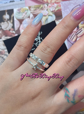 有颗星星S925银甜酷爱心小花戒指