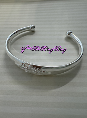 有颗星星轻奢女S925银牡丹花手镯