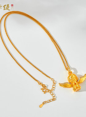 古法沙金小天使吊坠挂件成品