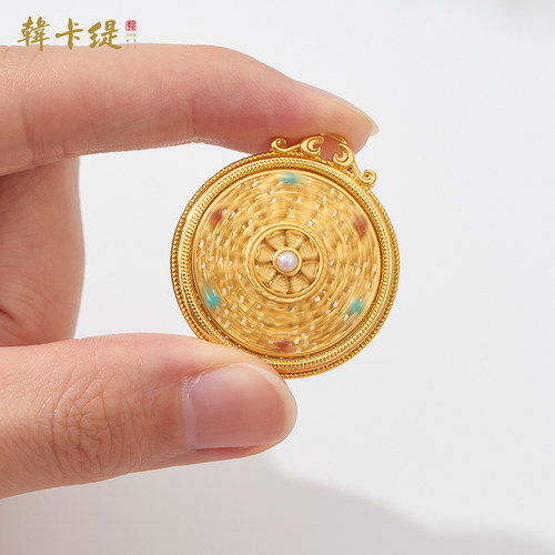 古法沙金项链吊坠中间可旋转挂件毛衣链坠子diy包包车挂吊坠配件 - 图2