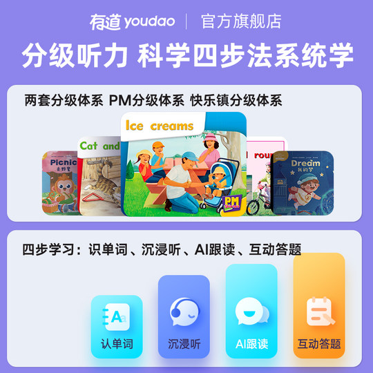 【国补立减15%】有道听力宝英语磨耳朵神器复读机英语宝听力播放器随身听小初高学生专用英语熏听64G/128G