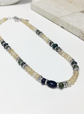 混搭绿色圆珠子串珠项链