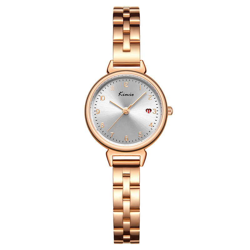 女士手表女小表盘精致细带小巧日历 金米欧惠朋国产腕表