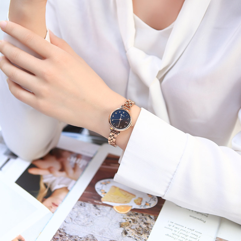 女士手表女小表盘精致细带小巧日历 金米欧惠朋国产腕表