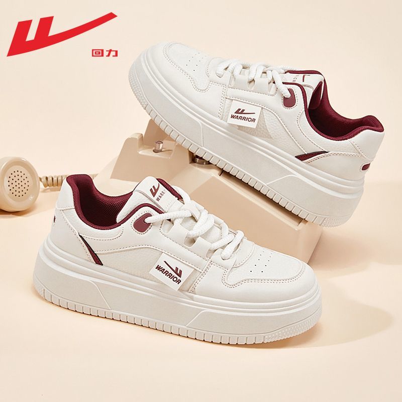 回力女鞋2025新款秋季爆款小白鞋女皮面防水休闲鞋厚底增高板鞋女 - 图3