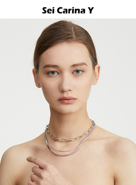 SeiCarinaY粉钻双链项链
