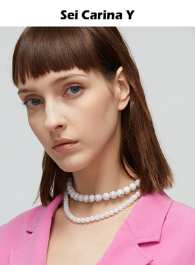 SeiCarinaY水墨裂纹宝石项链