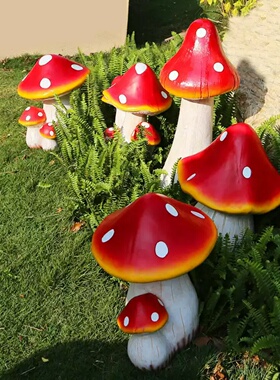 仿真蘑菇摆件幼儿园环创树脂自然角植物角材料造景户外装饰微景观