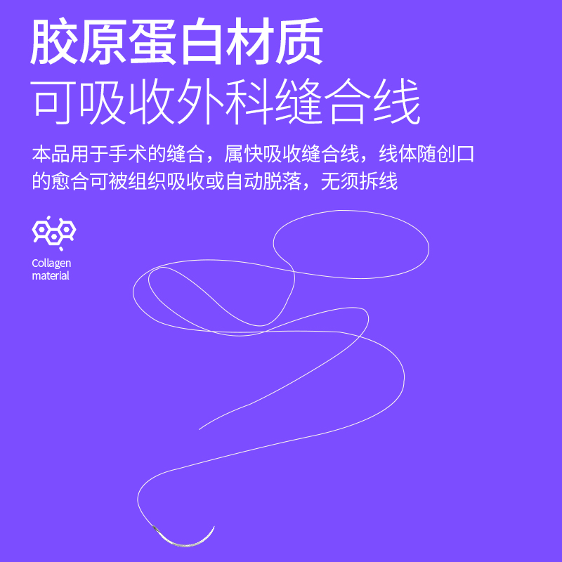 医用快可吸收外科手术胶原蛋白缝合线带针缝线双眼皮提眉眼袋切眉-图0