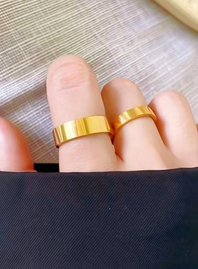 韩版轻奢钛钢戒指男女素圈