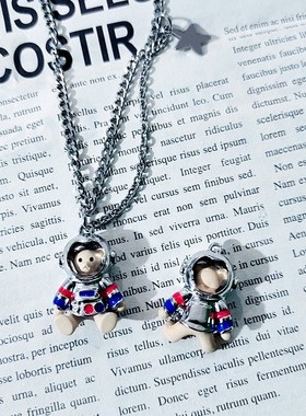 欧美个性钛钢小熊星星项链