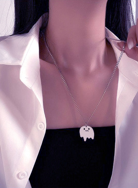欧美个性钛钢幽灵吊坠项链