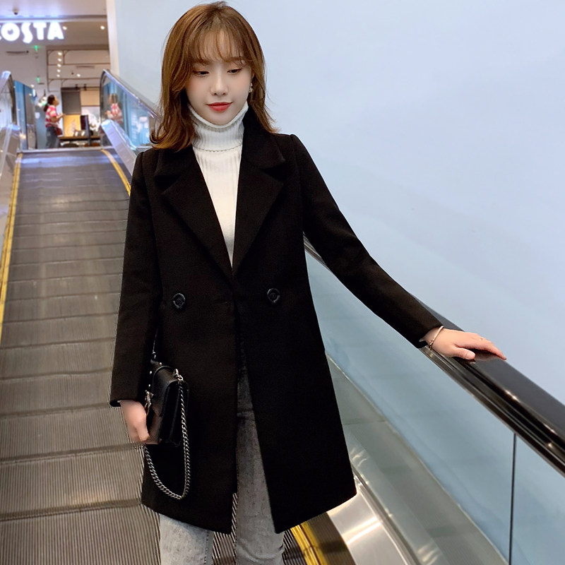 冬季毛呢外套中长款2020新款韩版 黛妃秀毛呢外套