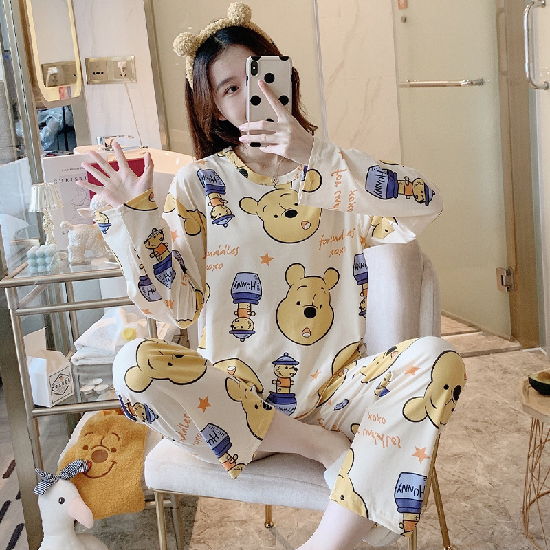 春秋季韩版长可外穿两件套可爱睡衣 穗颜睡衣/家居服套装