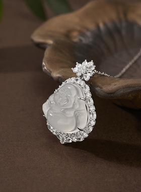 925银翡翠葫芦镶钻复古项链