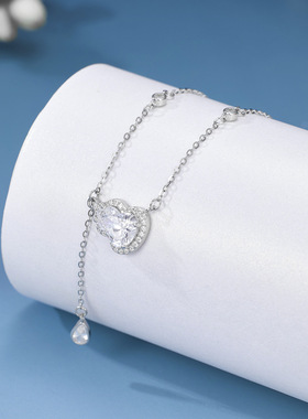 S925纯银锆石葫芦锁骨链女轻奢