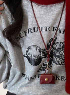 复古皮质挂件项链女小众配饰