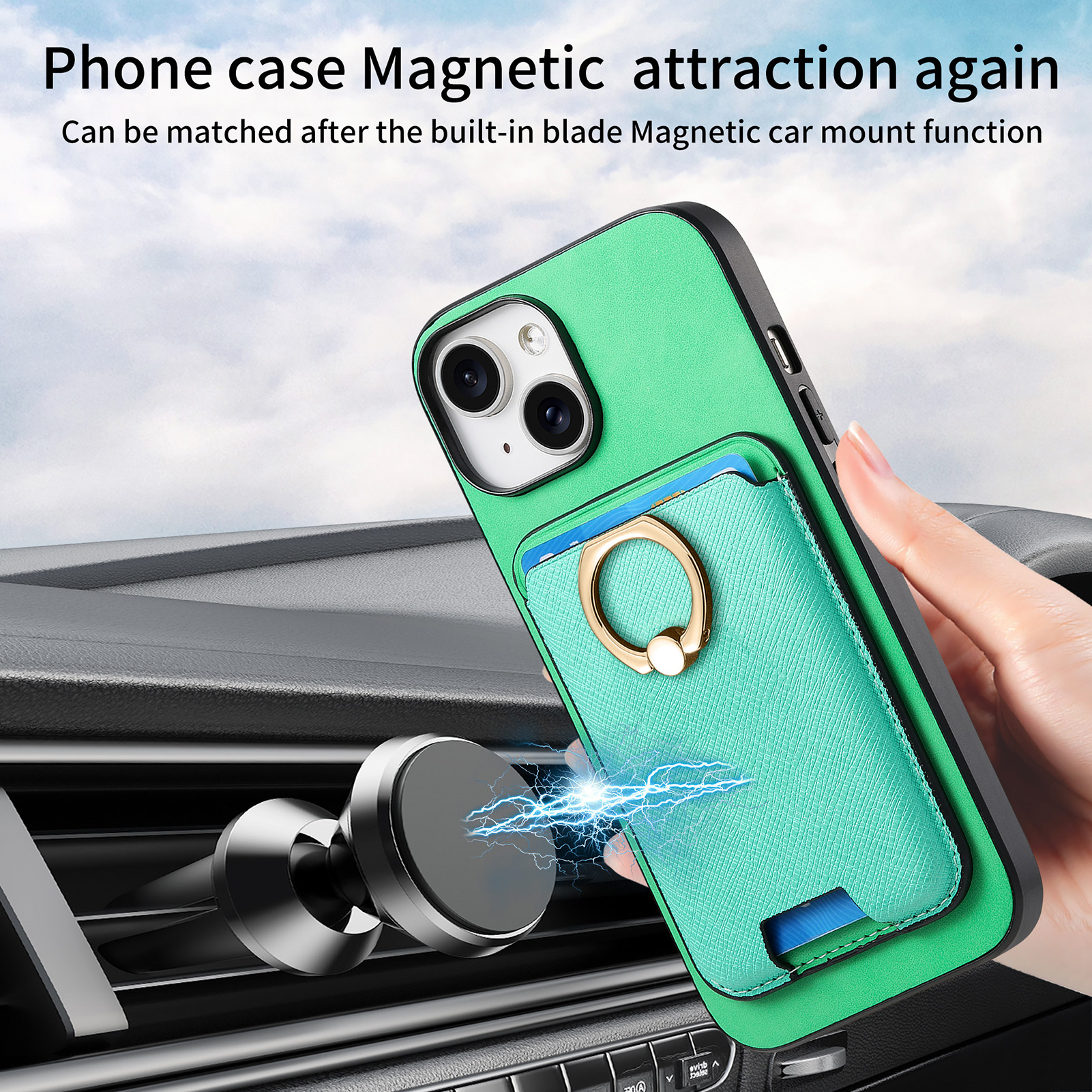 苹果16磁吸卡包适用于iphone17手机壳支架苹果15promax卡套13卡夹12放卡14卡槽指环扣magSafe钱包手机套17air