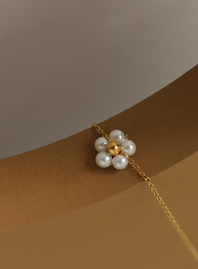 花朵小雏菊项链玻璃珍珠少女学生