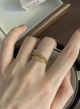 镀金戒指钛钢可调节时尚女