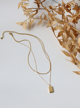 秋冬新款金色蛇骨链双层锁骨链