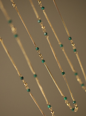 绿孔雀石人造穿珠项链