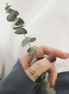 几何戒指时尚钛钢锁链细戒女套戒