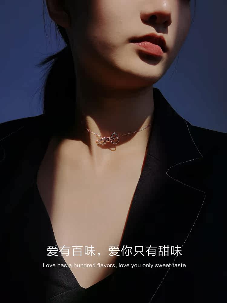 纯银采用施华元素洛世奇女潮锁骨链 茗琳项链