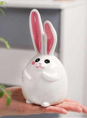 蕊杰卡通可爱小兔子存钱罐少儿储蓄罐创意陶瓷工艺品客厅桌面摆件