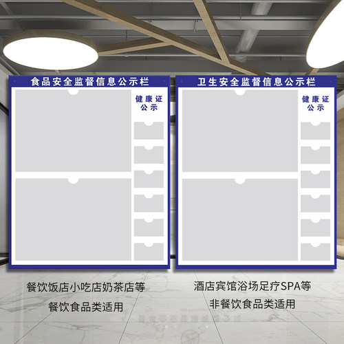 食品安全信息公示栏健康证展示牌横竖版营业执照卫生许可证三合一 - 图0