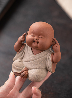 创意紫砂四不小和尚摆件