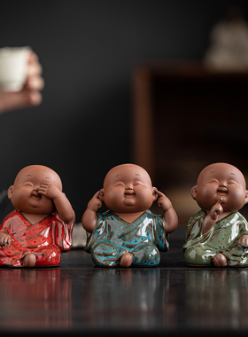 禅意佛系四不小和尚摆件