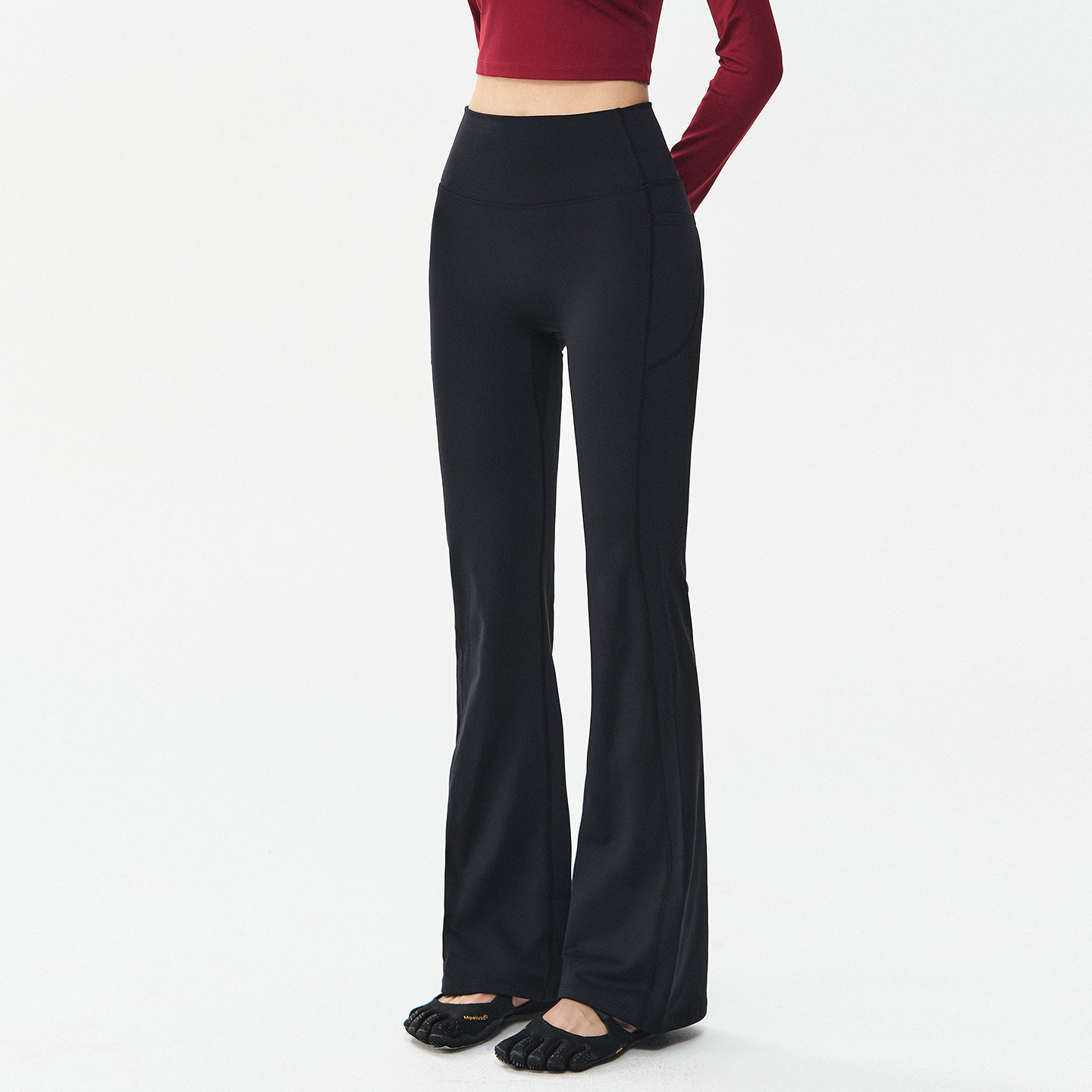 DCW瑜伽微喇裤女高腰收腹紧身显瘦健身裤跑步普拉提训练运动长裤 - 图0