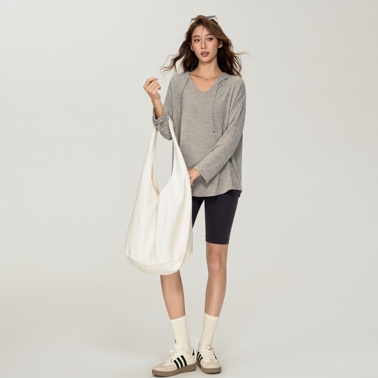 DCW连帽运动长袖女宽松显瘦普拉提针织瑜伽罩衫跑步训练健身衣秋,淘宝优惠券,粉丝福利购,淘宝优惠卷