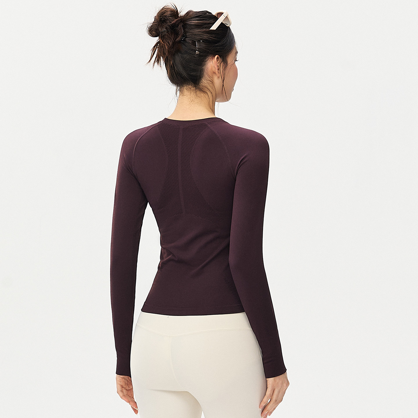 DCW圆领健身长袖女紧身显瘦瑜伽打底衫上衣跑步普拉提训练运动t恤,淘宝优惠券,粉丝福利购,淘宝优惠卷